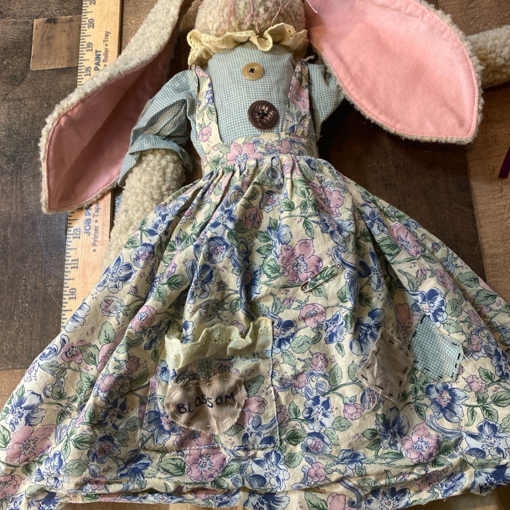 Vintage Enesco Floppy Tompkins Easter Bunny Rabbit Rag Cloth Doll 23” Handmade - Picture 8 of 10